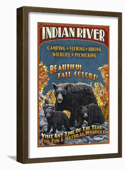 Indian River, Michigan - Bear Family-Lantern Press-Framed Art Print