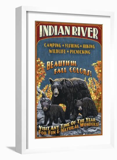 Indian River, Michigan - Bear Family-Lantern Press-Framed Art Print