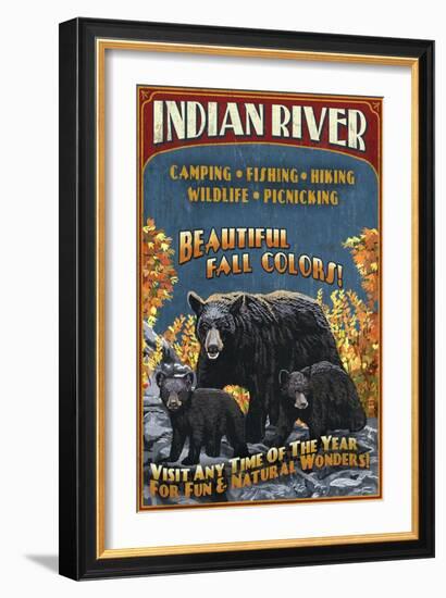 Indian River, Michigan - Bear Family-Lantern Press-Framed Art Print