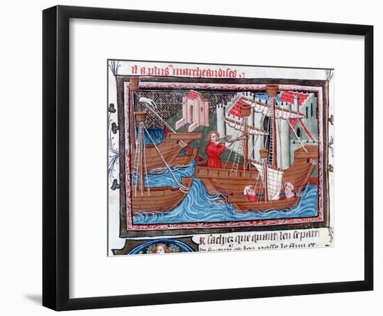 Indian Sailing Ships Described by Marco Polo, 15th Century-null-Framed Giclee Print