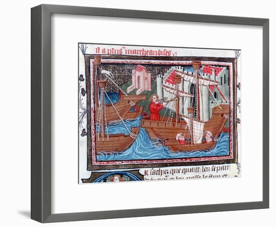 Indian Sailing Ships Described by Marco Polo, 15th Century-null-Framed Giclee Print