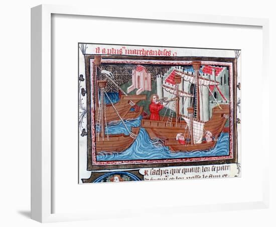 Indian Sailing Ships Described by Marco Polo, 15th Century-null-Framed Giclee Print