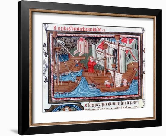 Indian Sailing Ships Described by Marco Polo, 15th Century-null-Framed Giclee Print