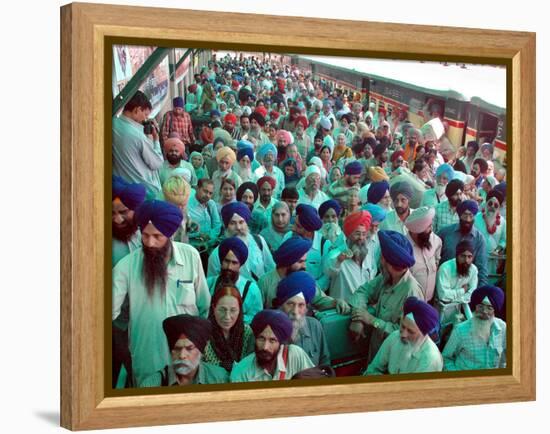 Indian Sikh Pilgrims Wait for Immigration Clearance at Wagah Railway Station Near Lahore-null-Framed Premier Image Canvas