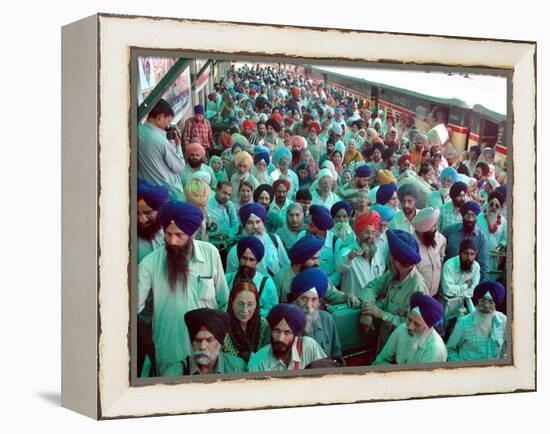 Indian Sikh Pilgrims Wait for Immigration Clearance at Wagah Railway Station Near Lahore-null-Framed Premier Image Canvas