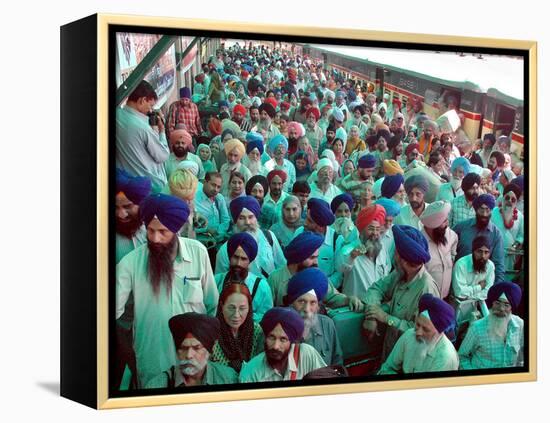 Indian Sikh Pilgrims Wait for Immigration Clearance at Wagah Railway Station Near Lahore-null-Framed Premier Image Canvas