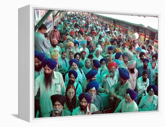 Indian Sikh Pilgrims Wait for Immigration Clearance at Wagah Railway Station Near Lahore-null-Framed Premier Image Canvas