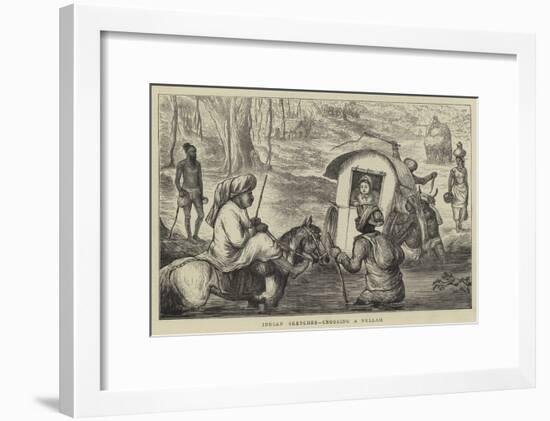 Indian Sketches, Crossing a Nullah-null-Framed Giclee Print