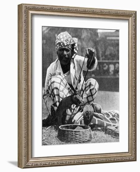 Indian Snake Charmer with Mongoose and Cobra, 1936-null-Framed Giclee Print