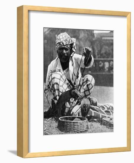 Indian Snake Charmer with Mongoose and Cobra, 1936-null-Framed Giclee Print