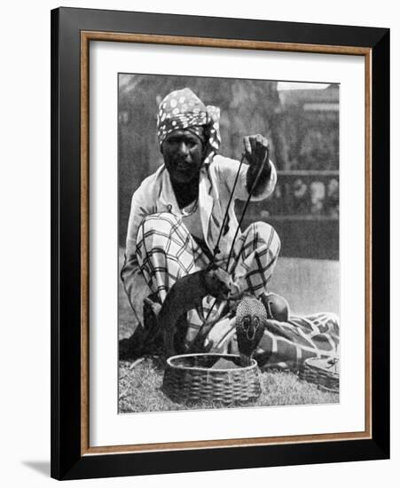 Indian Snake Charmer with Mongoose and Cobra, 1936-null-Framed Giclee Print