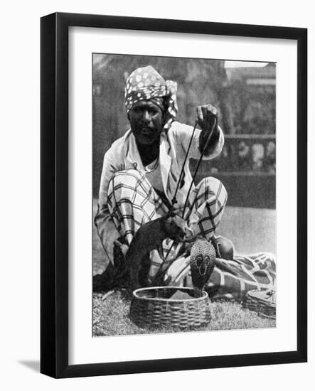 Indian Snake Charmer with Mongoose and Cobra, 1936-null-Framed Giclee Print