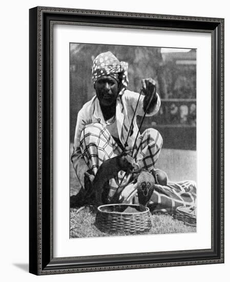 Indian Snake Charmer with Mongoose and Cobra, 1936-null-Framed Giclee Print