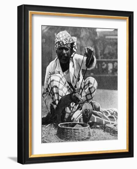 Indian Snake Charmer with Mongoose and Cobra, 1936-null-Framed Giclee Print