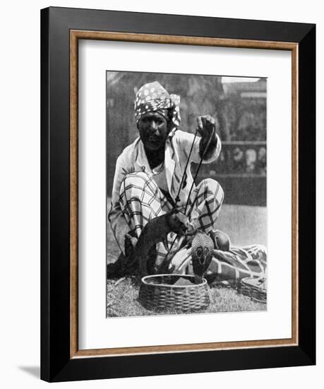 Indian Snake Charmer with Mongoose and Cobra, 1936-null-Framed Giclee Print