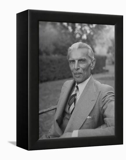 Indian Statesman Mohammed Ali Jinnah Sitting in His Garden-null-Framed Premier Image Canvas
