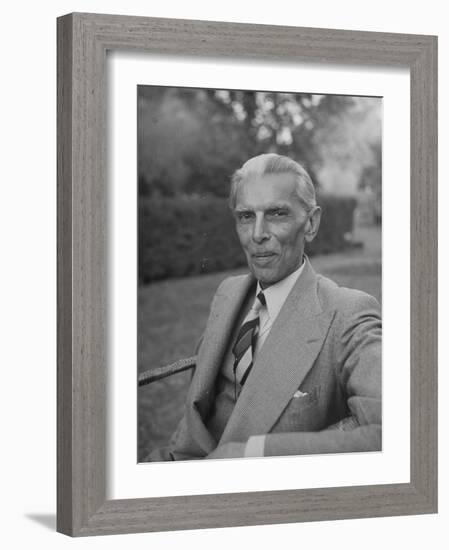 Indian Statesman Mohammed Ali Jinnah Sitting in His Garden-null-Framed Photographic Print