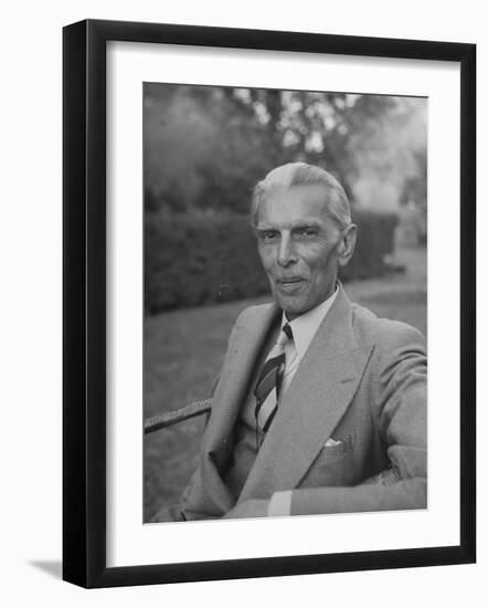 Indian Statesman Mohammed Ali Jinnah Sitting in His Garden-null-Framed Photographic Print