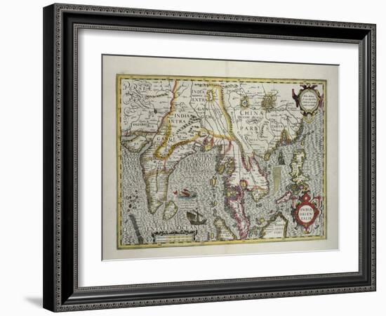 Indian Subcontinent to Philippines by Indonesian Archipelago and the Malay Peninsula, c.1600-Jodocus Hondius-Framed Giclee Print