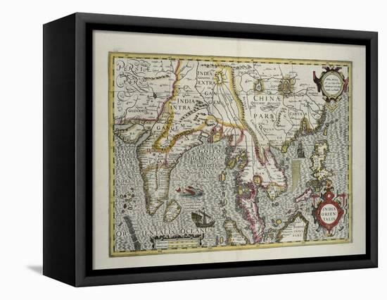 Indian Subcontinent to Philippines by Indonesian Archipelago and the Malay Peninsula, c.1600-Jodocus Hondius-Framed Premier Image Canvas