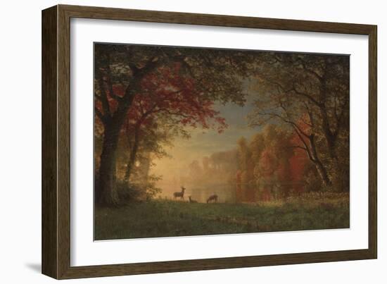 Indian Sunset: Deer by a Lake, c.1880-90-Albert Bierstadt-Framed Giclee Print