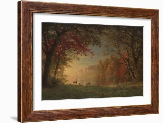 Indian Sunset: Deer by a Lake, c.1880-90-Albert Bierstadt-Framed Giclee Print