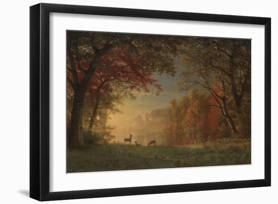 Indian Sunset: Deer by a Lake, c.1880-90-Albert Bierstadt-Framed Giclee Print