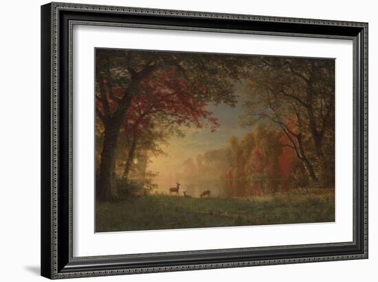 Indian Sunset: Deer by a Lake, c.1880-90-Albert Bierstadt-Framed Giclee Print