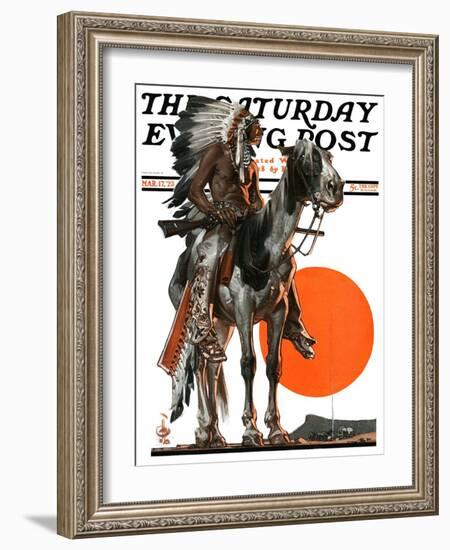 "Indian Sunset," Saturday Evening Post Cover, March 17, 1923-Joseph Christian Leyendecker-Framed Giclee Print