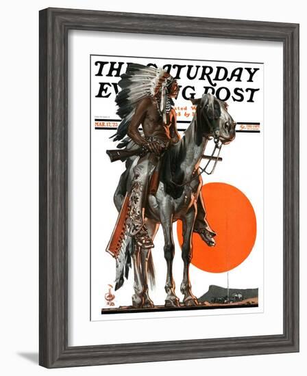 "Indian Sunset," Saturday Evening Post Cover, March 17, 1923-Joseph Christian Leyendecker-Framed Giclee Print