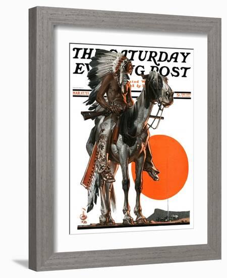 "Indian Sunset," Saturday Evening Post Cover, March 17, 1923-Joseph Christian Leyendecker-Framed Giclee Print