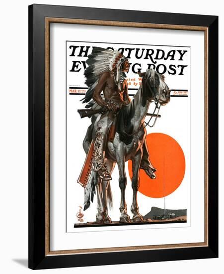 "Indian Sunset," Saturday Evening Post Cover, March 17, 1923-Joseph Christian Leyendecker-Framed Giclee Print