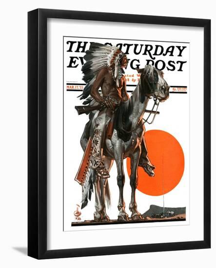 "Indian Sunset," Saturday Evening Post Cover, March 17, 1923-Joseph Christian Leyendecker-Framed Giclee Print