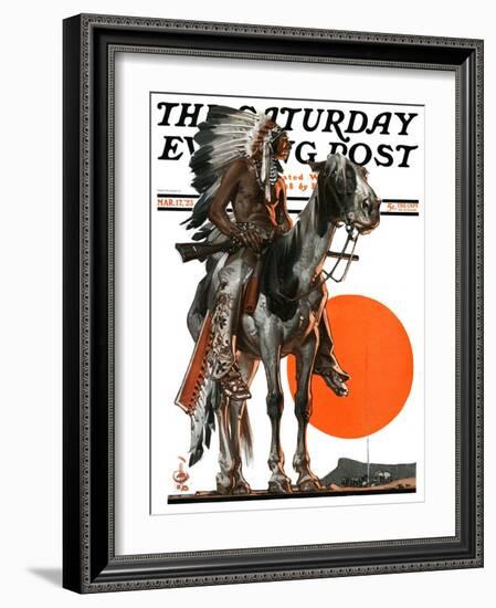 "Indian Sunset," Saturday Evening Post Cover, March 17, 1923-Joseph Christian Leyendecker-Framed Giclee Print