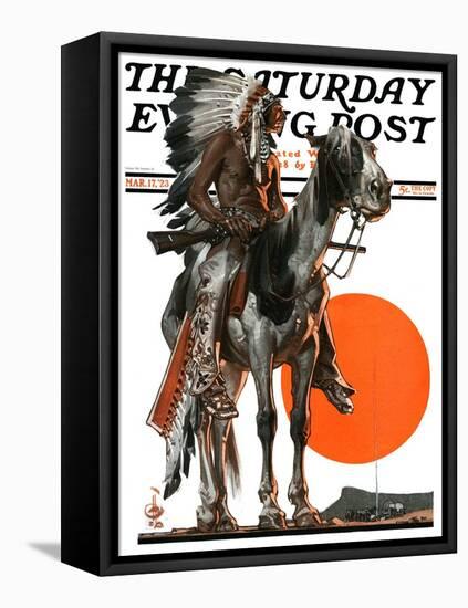 "Indian Sunset," Saturday Evening Post Cover, March 17, 1923-Joseph Christian Leyendecker-Framed Premier Image Canvas