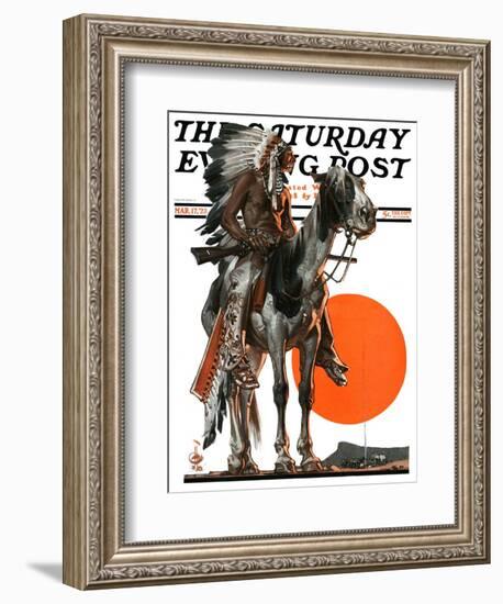 "Indian Sunset," Saturday Evening Post Cover, March 17, 1923-Joseph Christian Leyendecker-Framed Giclee Print