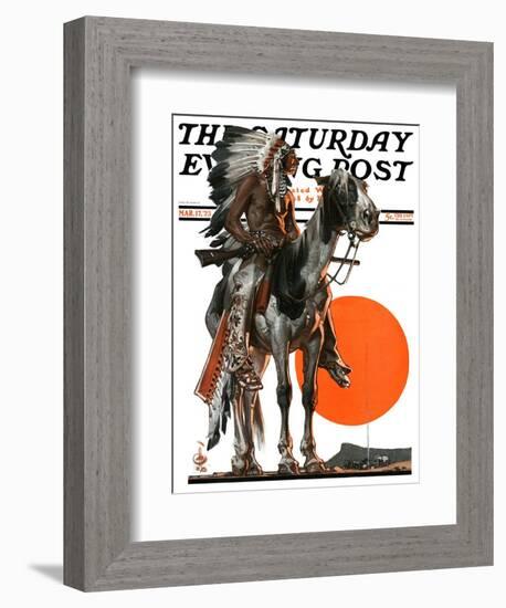 "Indian Sunset," Saturday Evening Post Cover, March 17, 1923-Joseph Christian Leyendecker-Framed Giclee Print