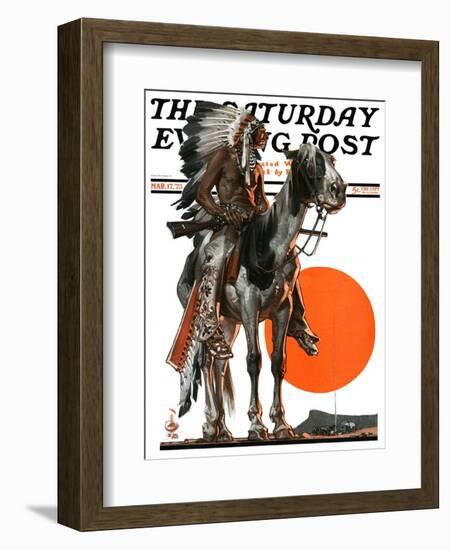 "Indian Sunset," Saturday Evening Post Cover, March 17, 1923-Joseph Christian Leyendecker-Framed Giclee Print