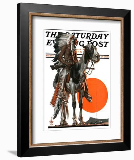 "Indian Sunset," Saturday Evening Post Cover, March 17, 1923-Joseph Christian Leyendecker-Framed Giclee Print