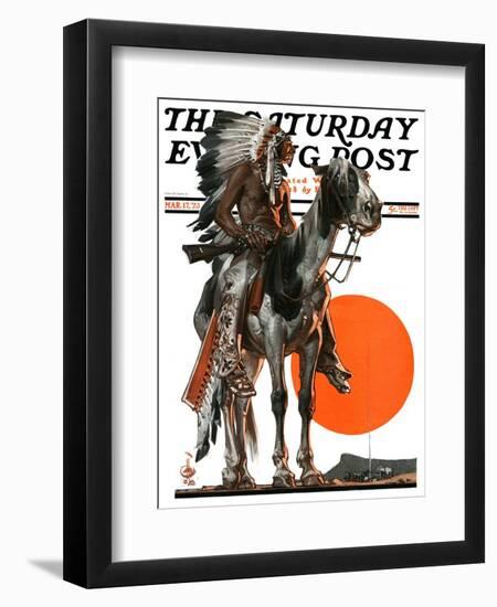 "Indian Sunset," Saturday Evening Post Cover, March 17, 1923-Joseph Christian Leyendecker-Framed Giclee Print