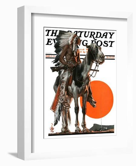 "Indian Sunset," Saturday Evening Post Cover, March 17, 1923-Joseph Christian Leyendecker-Framed Giclee Print