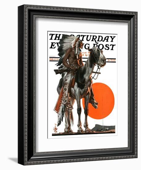 "Indian Sunset," Saturday Evening Post Cover, March 17, 1923-Joseph Christian Leyendecker-Framed Giclee Print