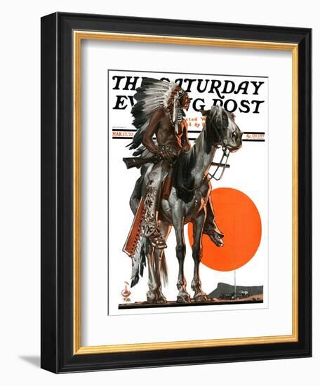 "Indian Sunset," Saturday Evening Post Cover, March 17, 1923-Joseph Christian Leyendecker-Framed Giclee Print