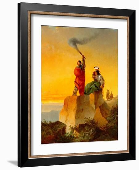 Indian Telegraph, 1860 (Oil on Canvas)-John Mix Stanley-Framed Giclee Print