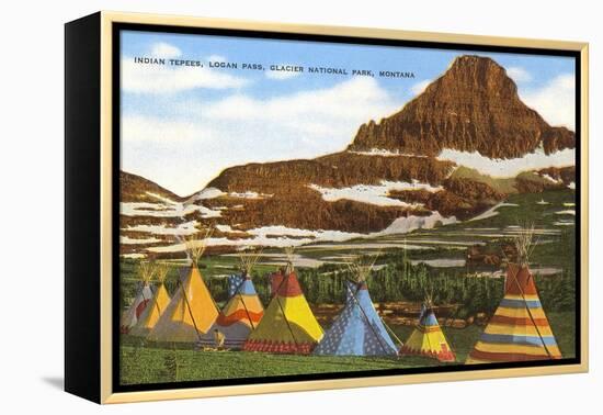 Indian Tepees, Glacier Park, Montana-null-Framed Stretched Canvas