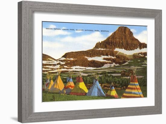 Indian Tepees, Glacier Park, Montana-null-Framed Art Print