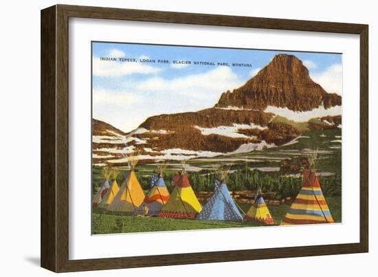 Indian Tepees, Glacier Park, Montana-null-Framed Art Print