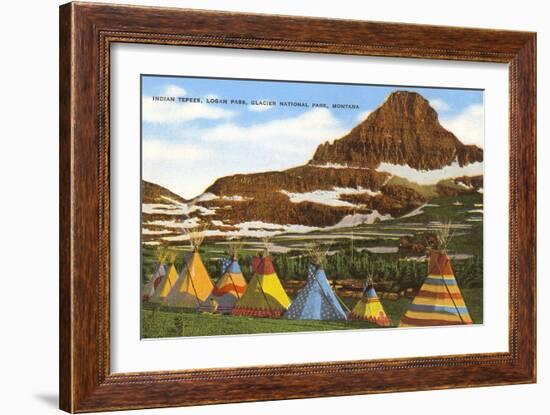 Indian Tepees, Glacier Park, Montana-null-Framed Art Print