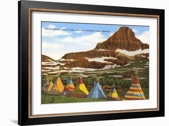 Indian Tepees, Glacier Park, Montana-null-Framed Art Print