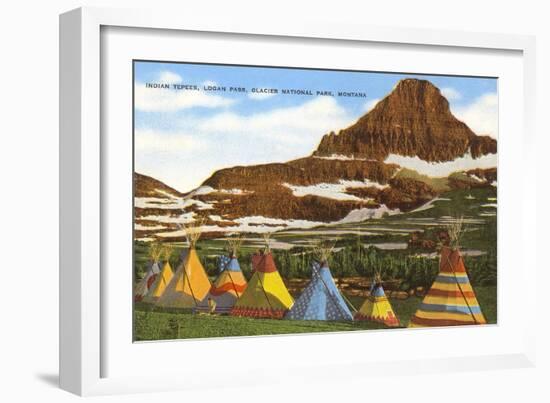 Indian Tepees, Glacier Park, Montana-null-Framed Art Print